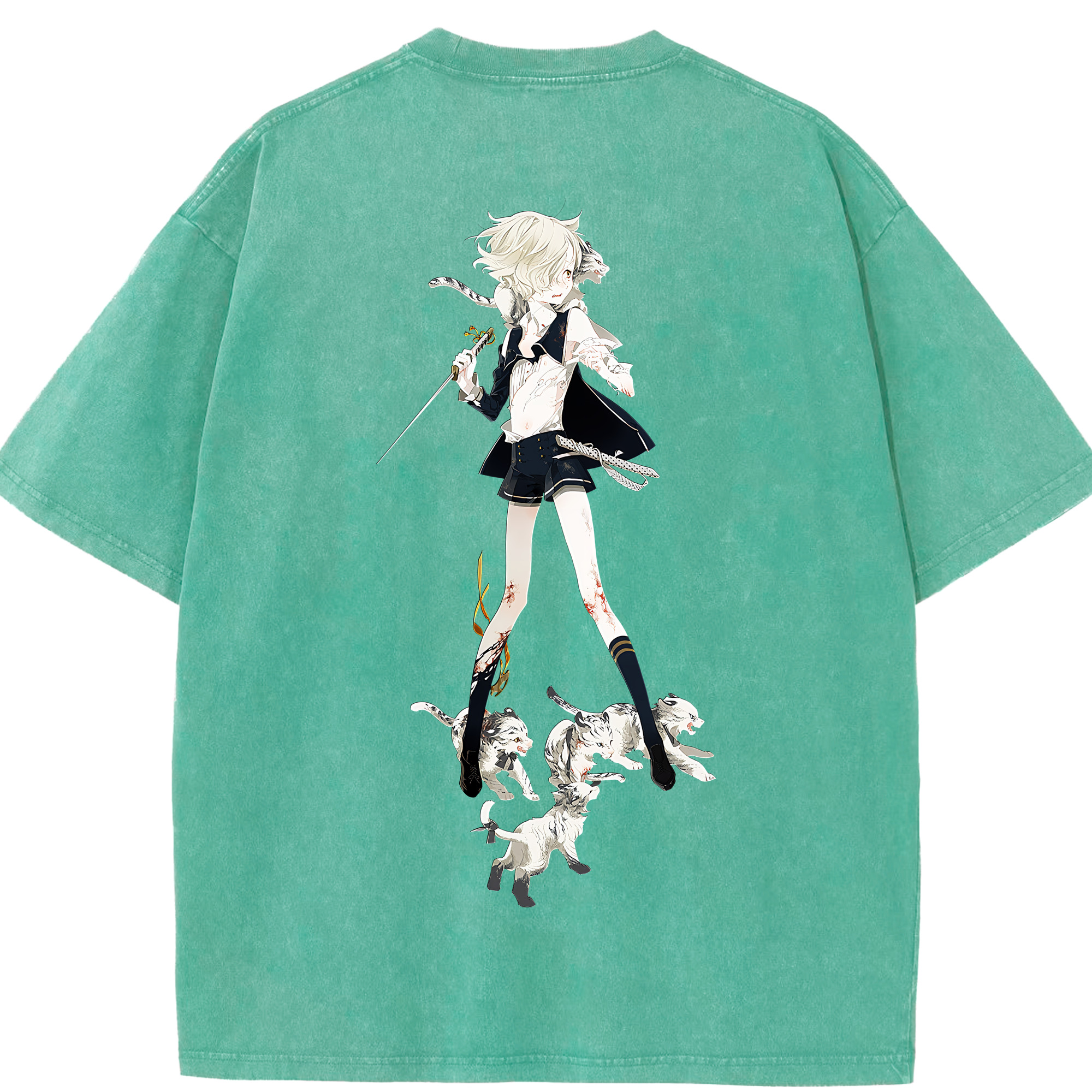 （画像用） 刀剣乱舞 Touken Ranbu 綿100% ヴィンテージ風 半袖Tシャツ（背面プリント）